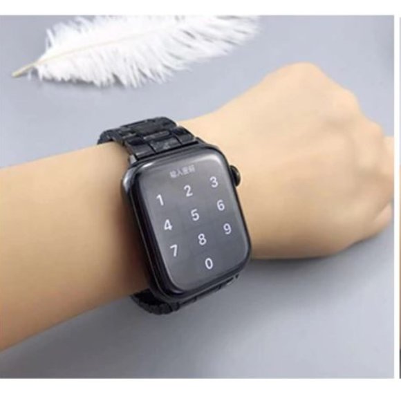 NEW Resin Black Marble Strap Band for Apple Watch - Picture 3 of 4